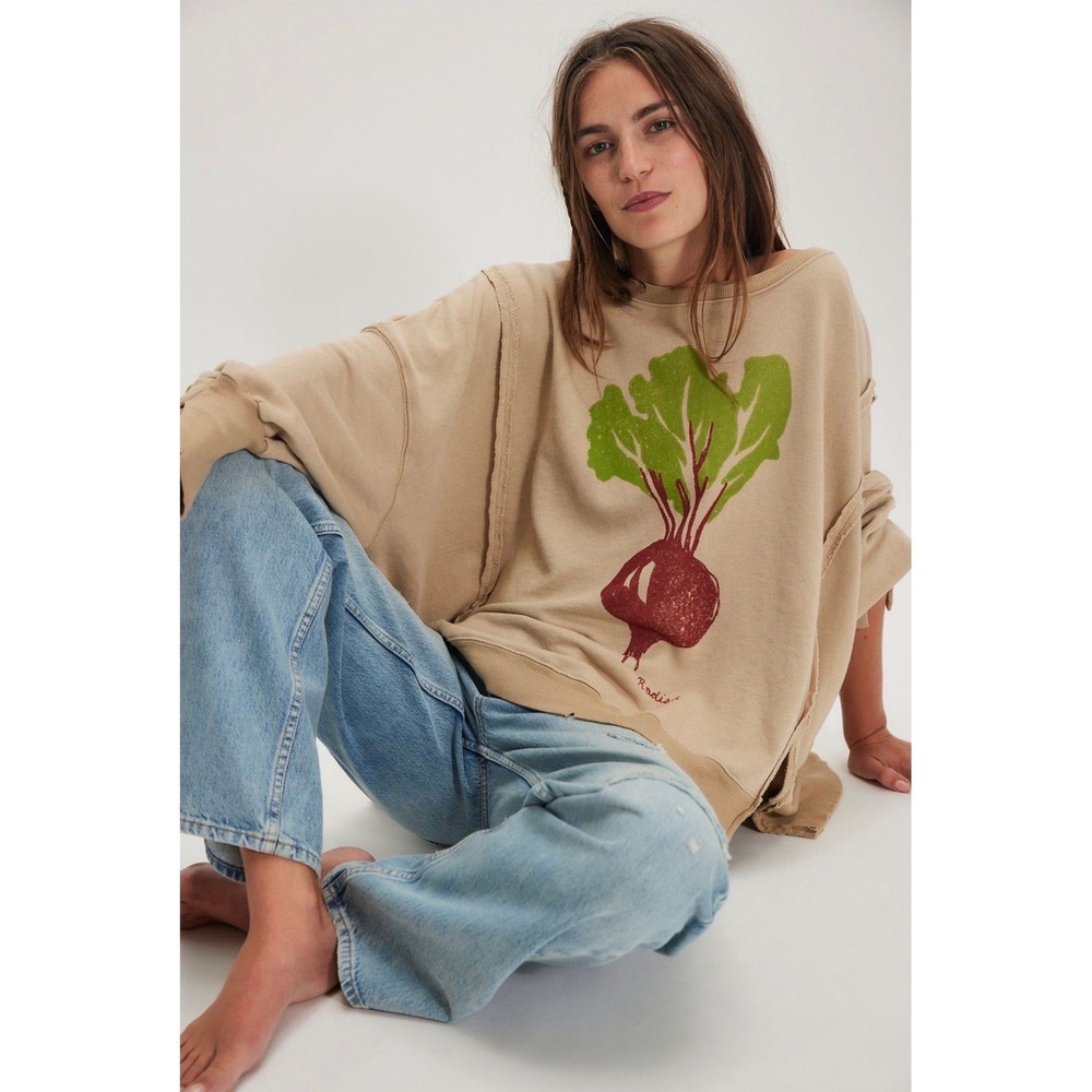 138. NWOT Free People We The Free Radish Graphic Camden Sweatshirt
